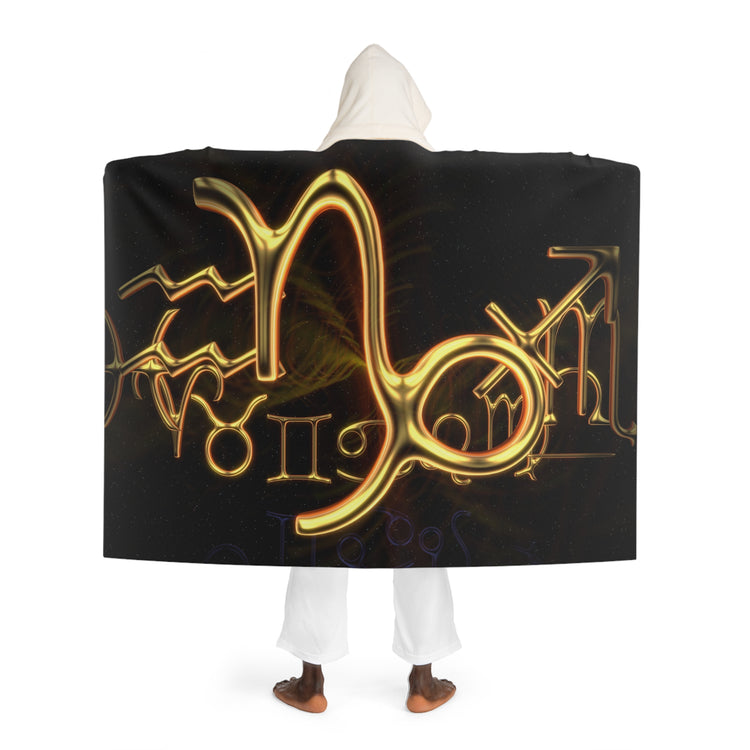 Gold capricorn symbol hooded blanket