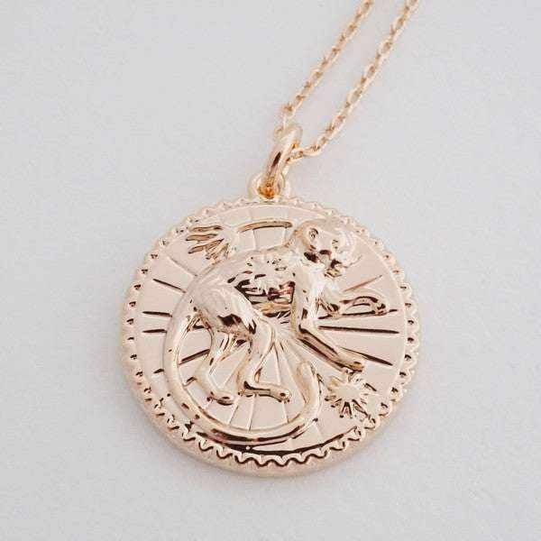 Chinese Zodiac Coin Necklace - Monkey