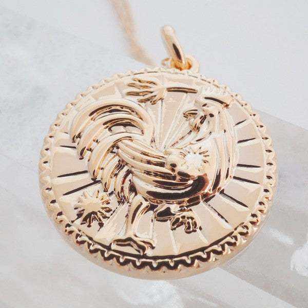 Chinese Zodiac Coin Necklace - Rooster