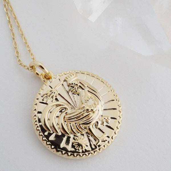 Chinese Zodiac Coin Necklace - Rooster