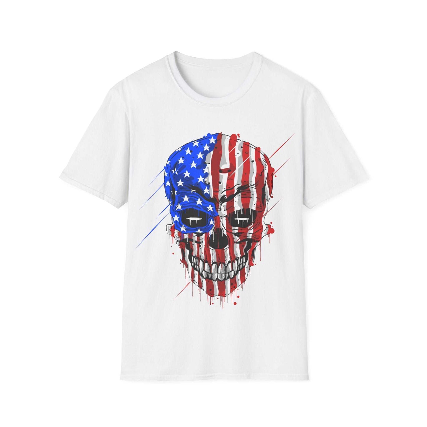 Red, White Blue Skull/You Think You Have Triggers?-Custom Gildan Soft-Patriotic shirt-Custom Gildan Soft-style