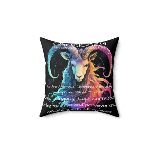 Capricorn throw pillow with zodiac definition