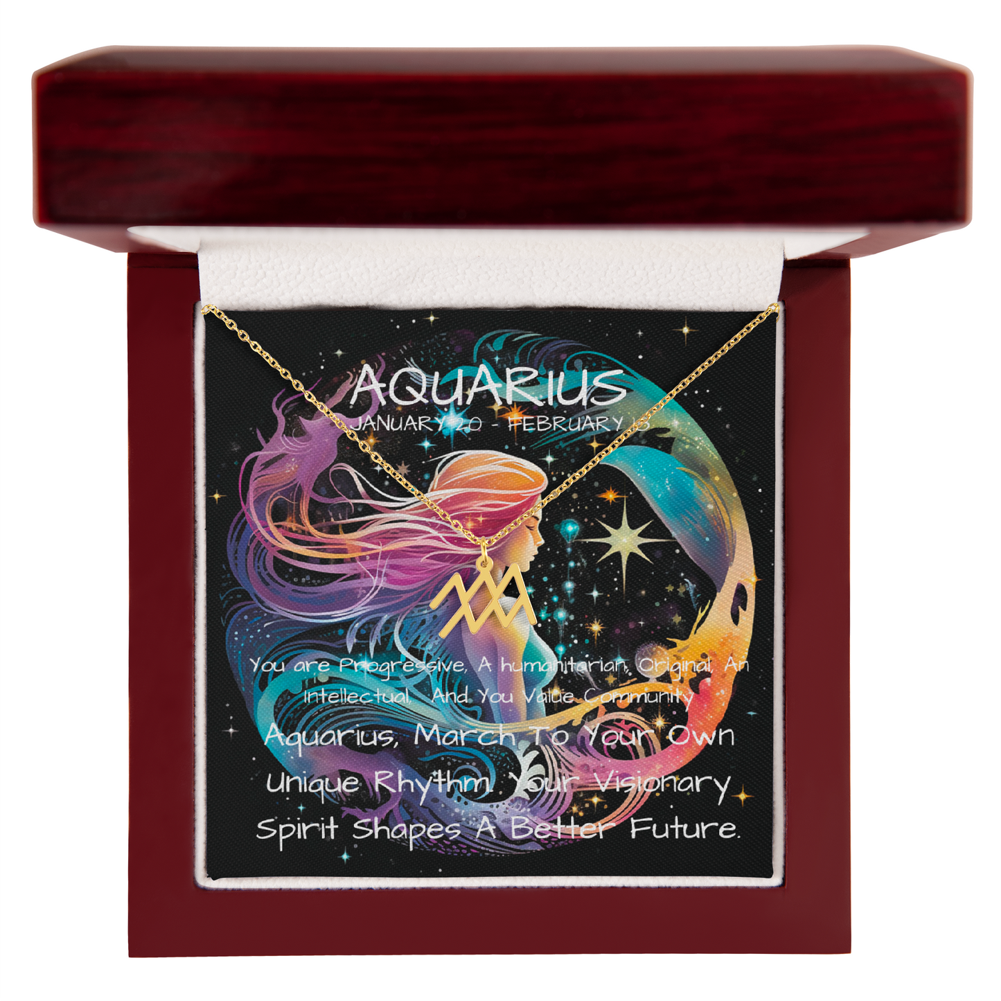 Aquarius zodiac pendant luxury box gold