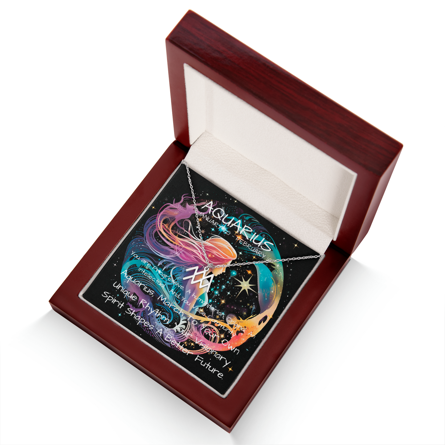 Aquarius zodiac pendant luxury box silver
