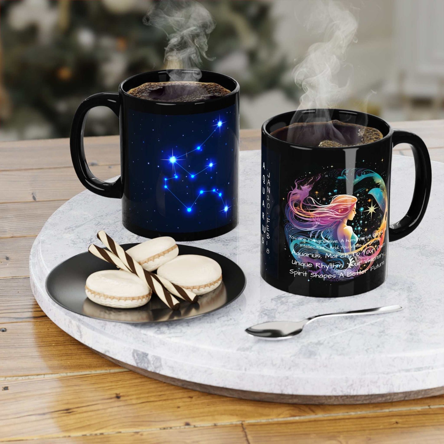 two aquarius Zodiac Mugs