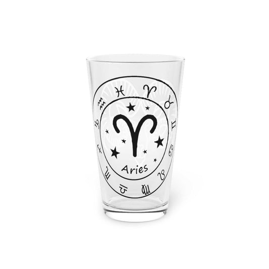 aries 16oz pint glass front