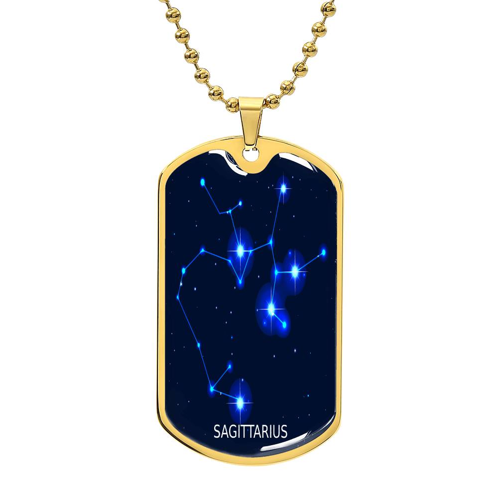 Sagittarius Zodiac Constellation Necklace - Dog tag style