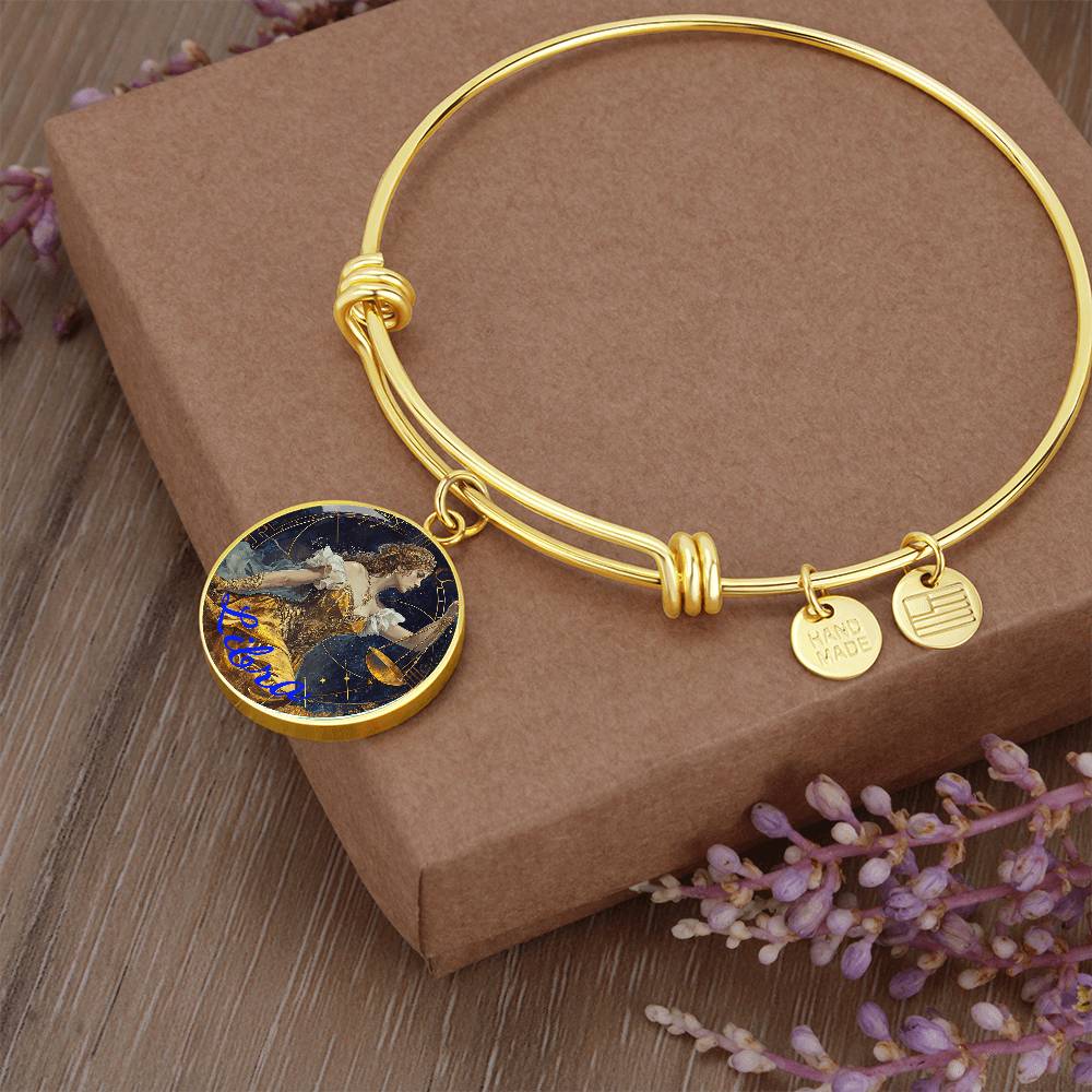 Libra Zodiac Bangle Bracelet With Optional Personalization