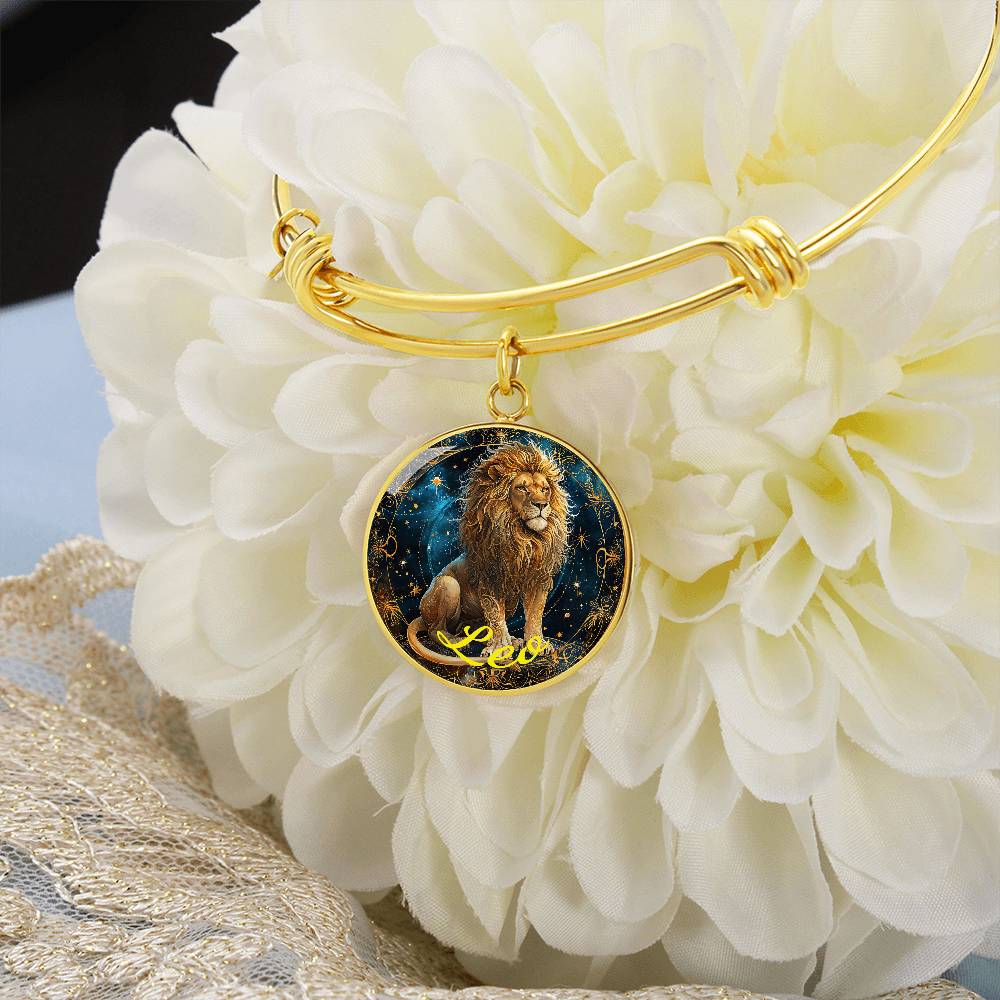 Leo Zodiac Bangle Bracelet With Optional Personalization