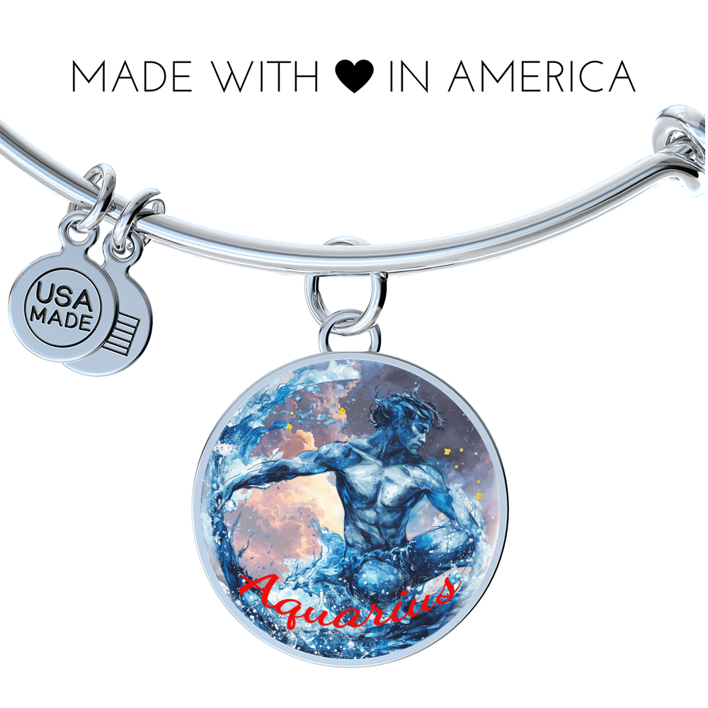 bangle bracelet with Aquarius pendant