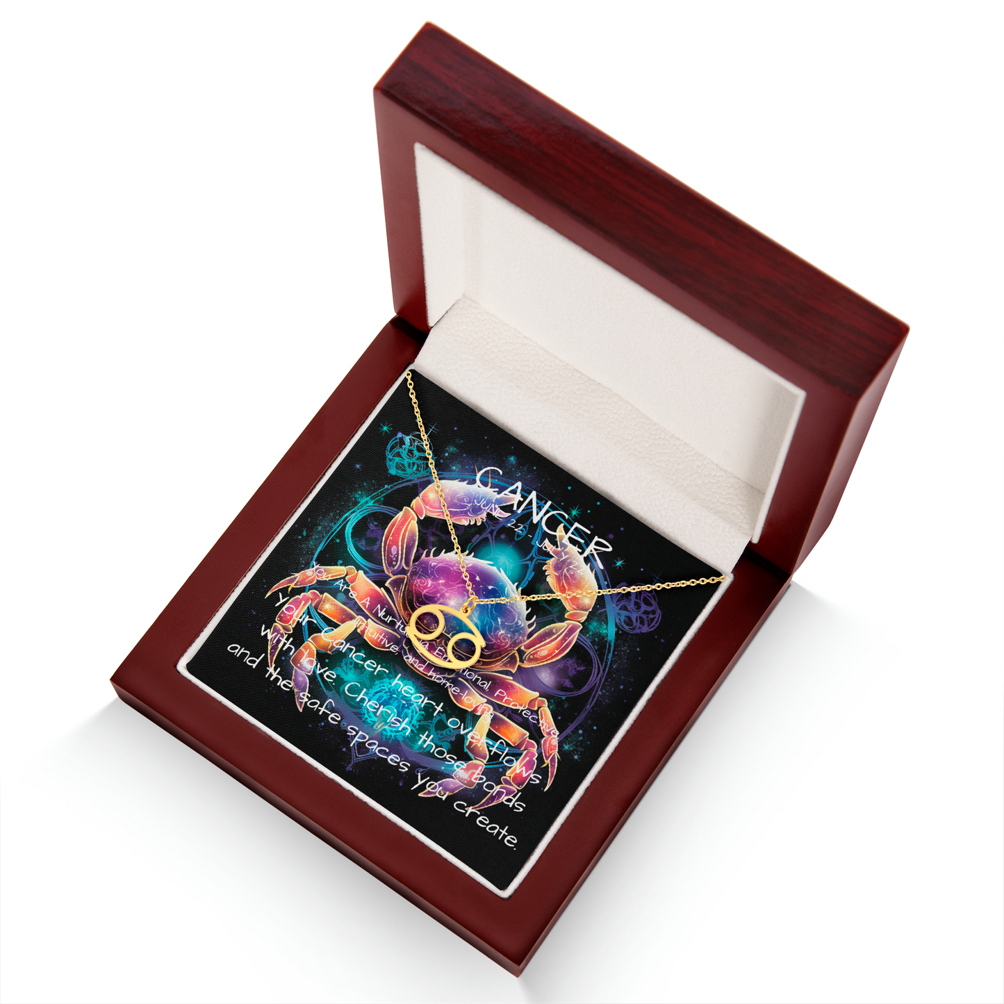 Cancer zodiac pendant luxury box gold