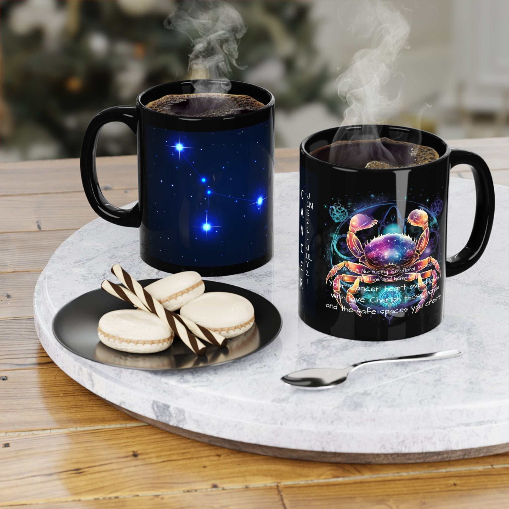 Cancer Zodiac Mugs two cups with sign