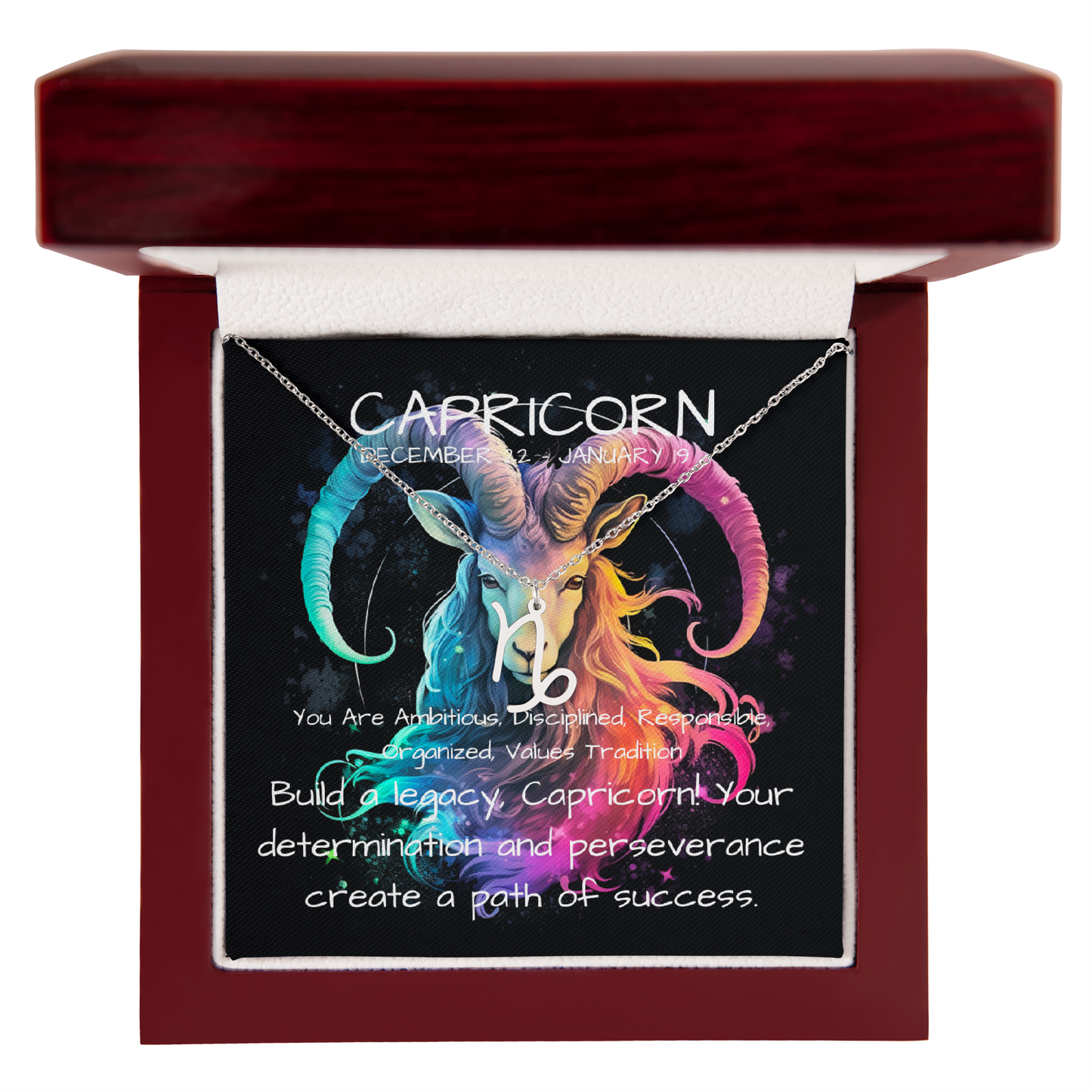 Capricorn Zodiac pendant luxury box silver