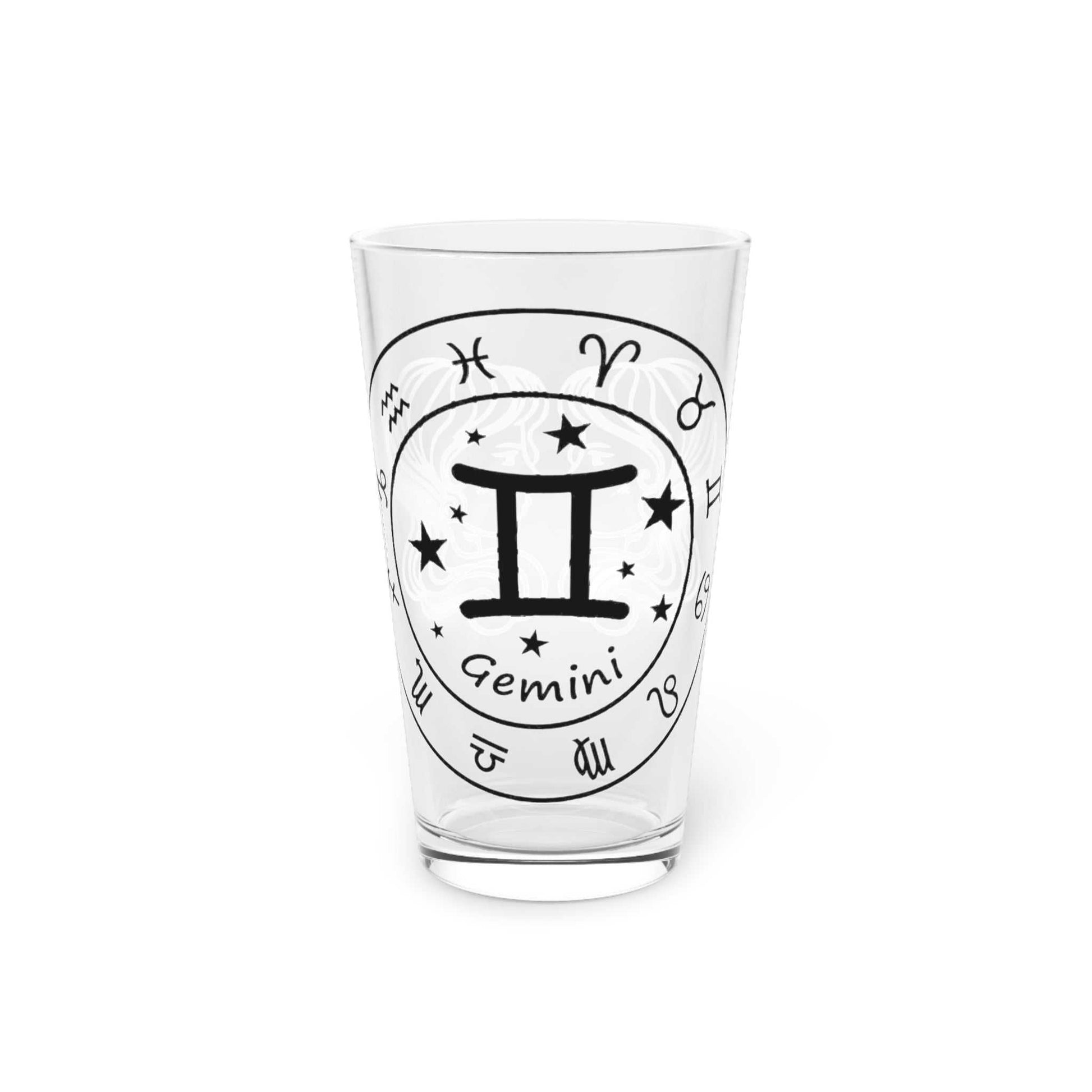 gemini 16oz pint glass front