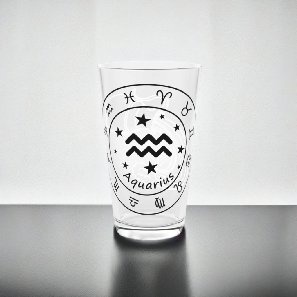 Aquarius Zodiac Pint Glass, 16oz