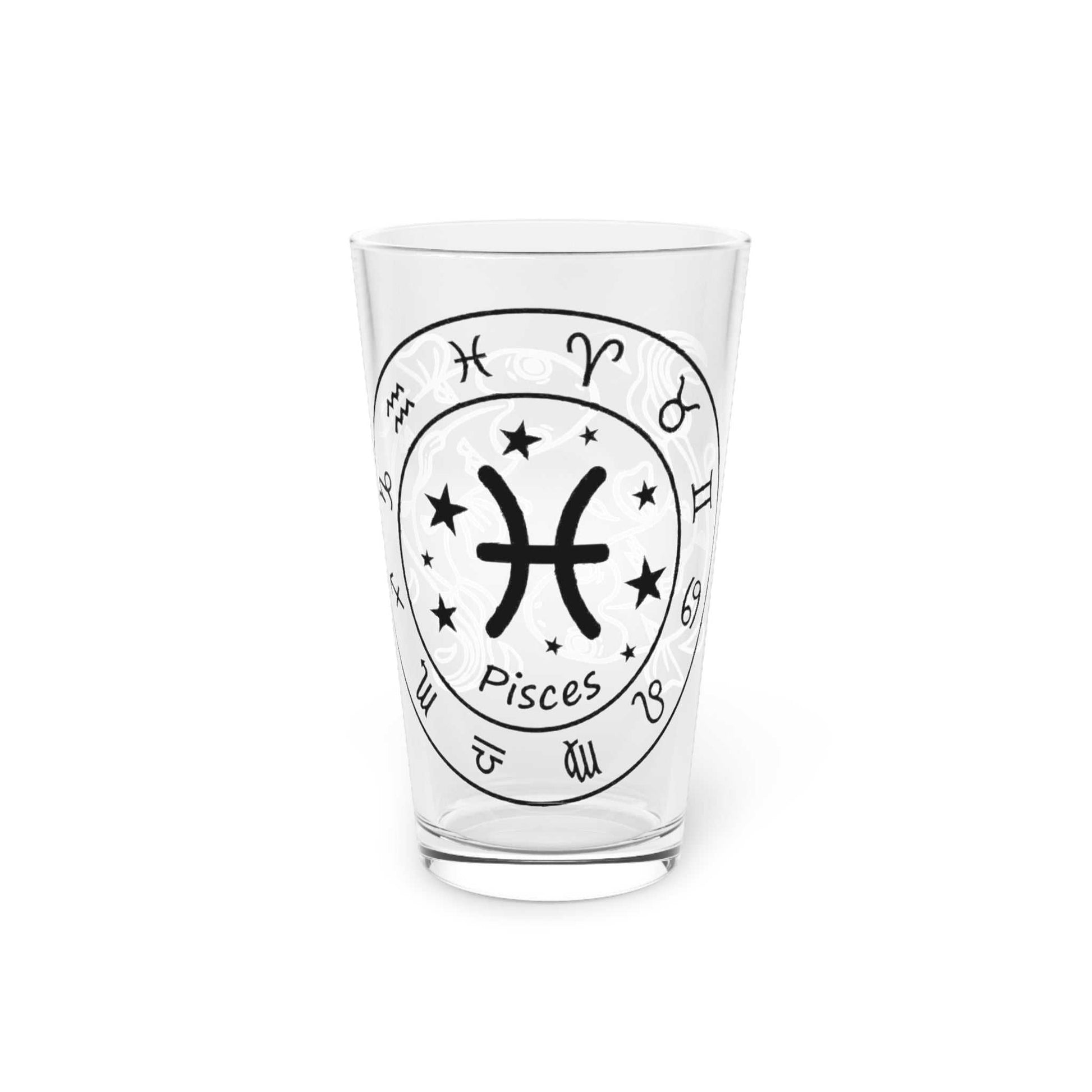 pisces 16oz pint glass front