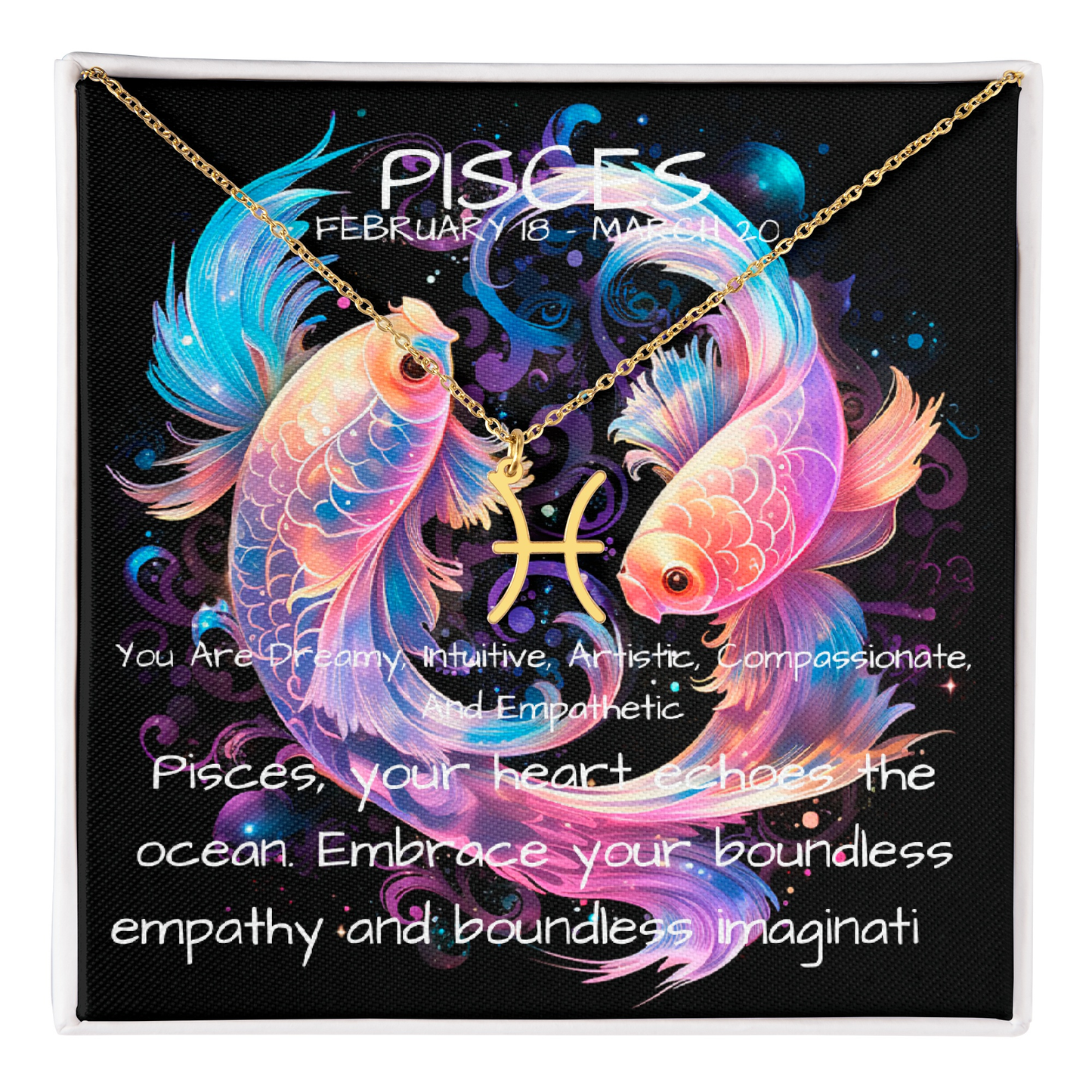 pisces zodiac pendant standard box gold