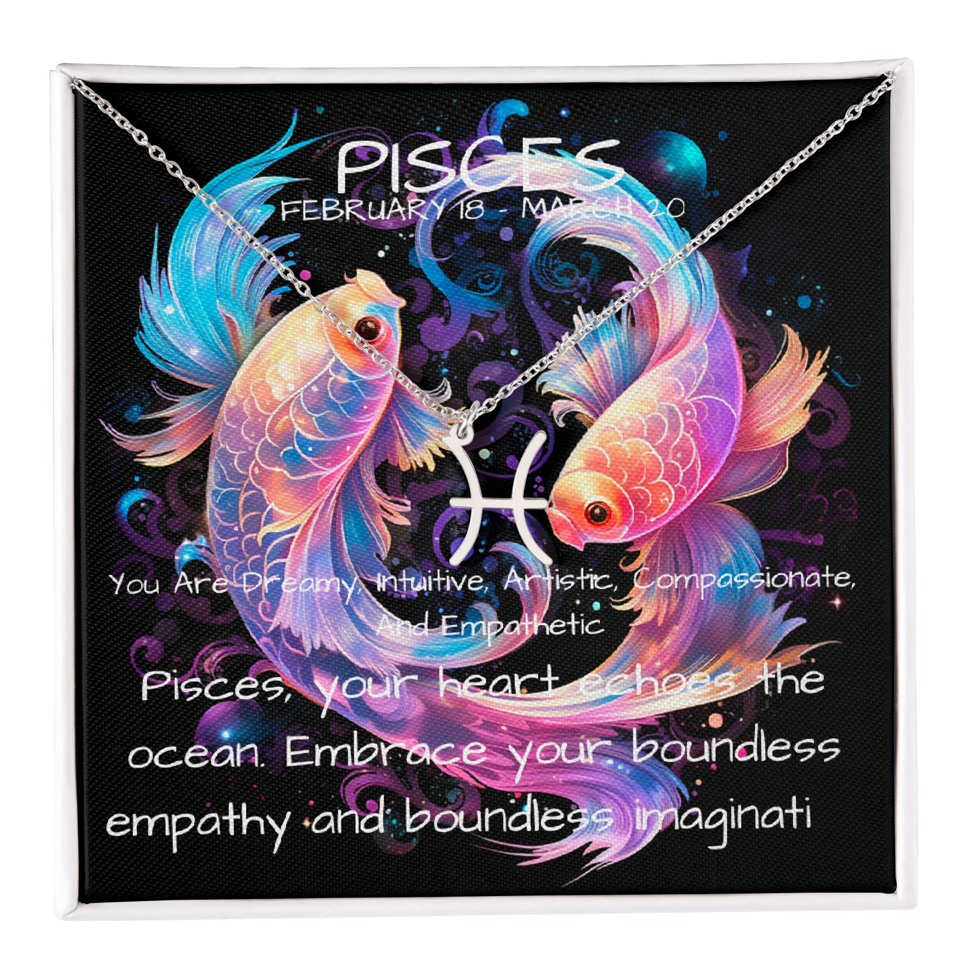 pisces zodiac pendant standard box silver