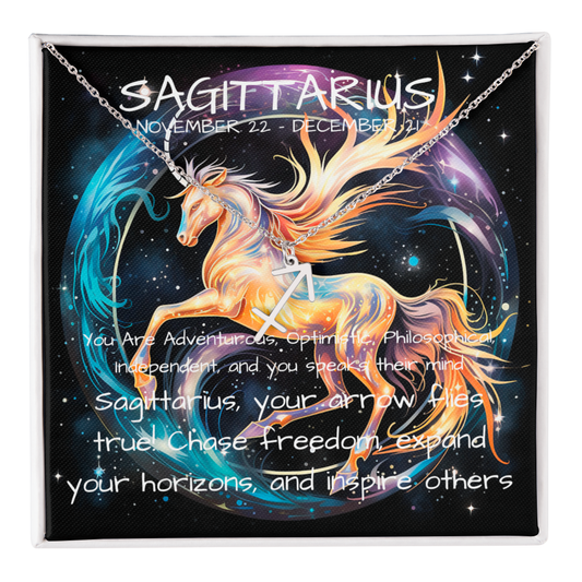 Sagittarius zodiac pendant standard box silver