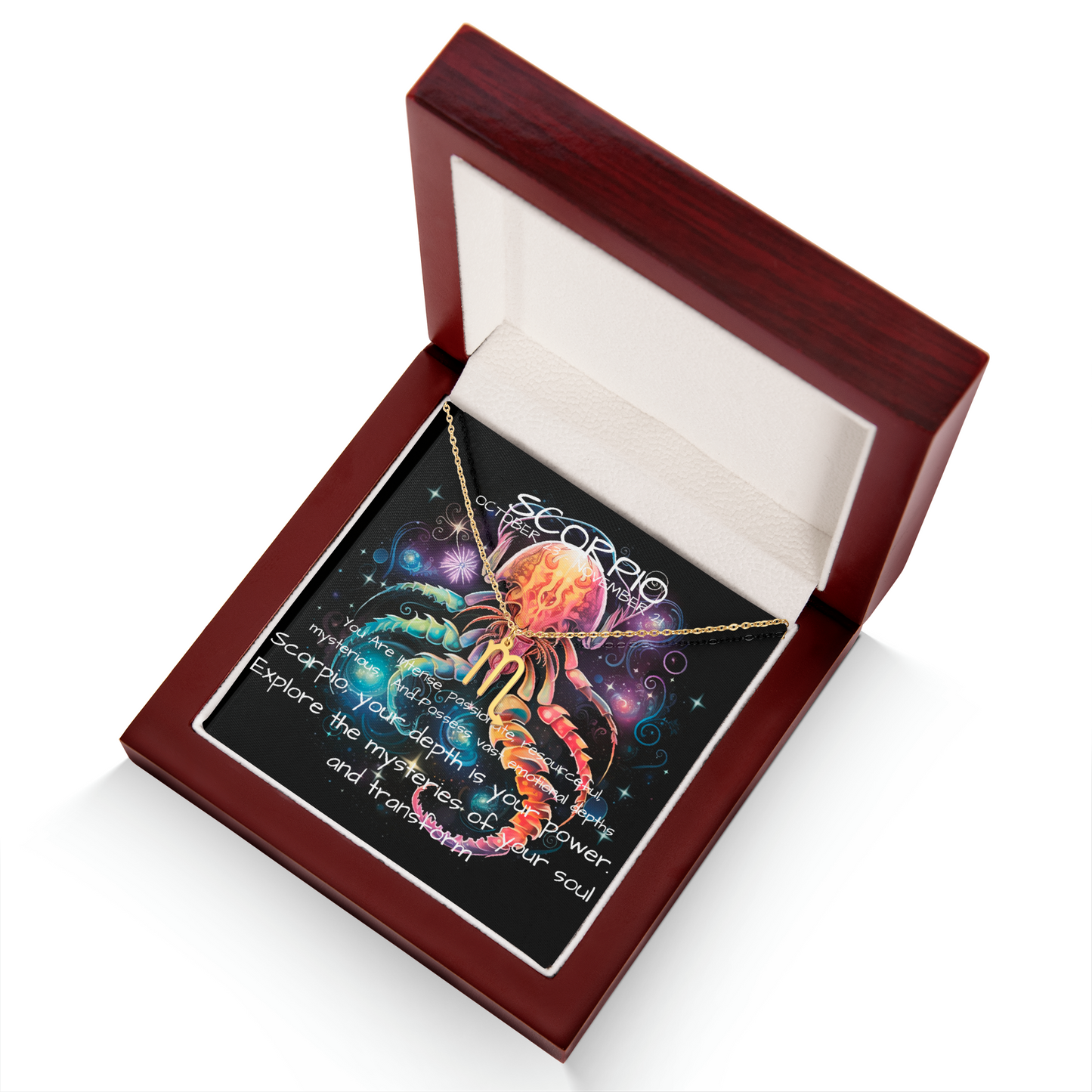  gold Scorpio Zodiac Pendant Necklace in luxury box