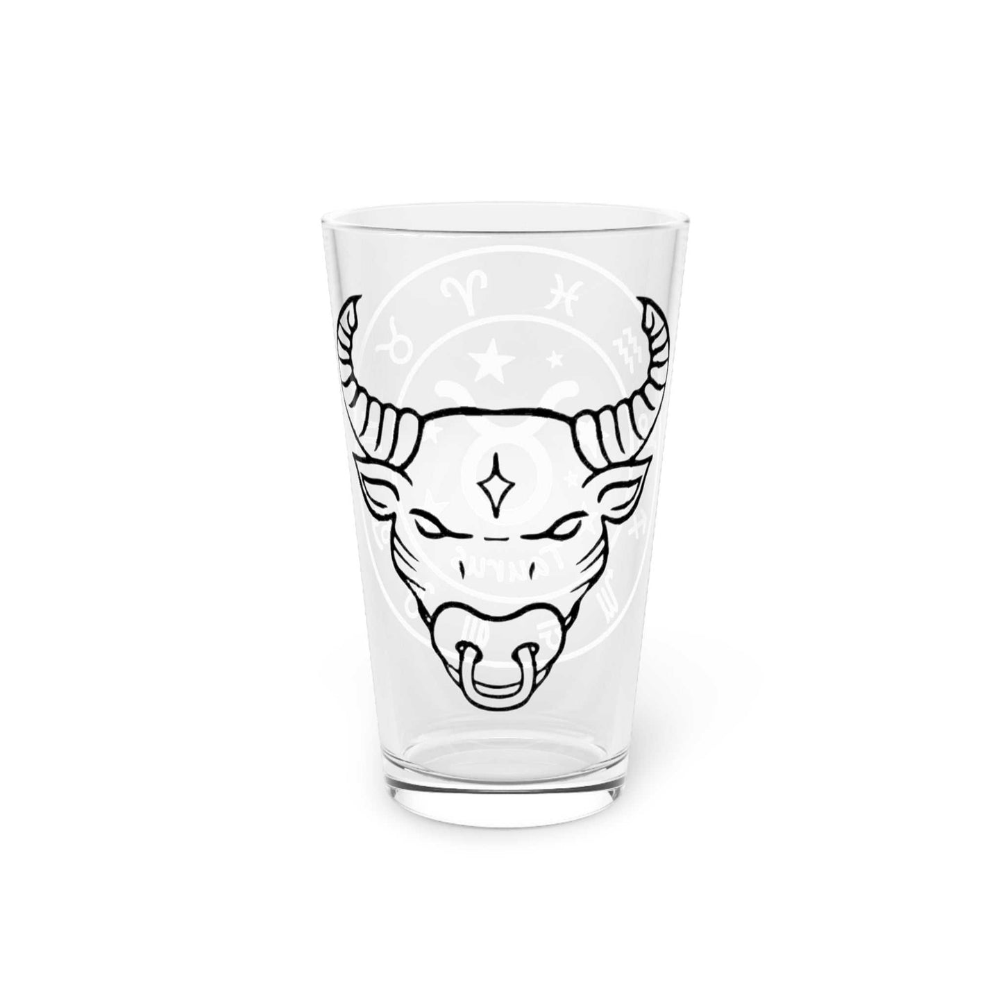 taurus 16oz pint glass back