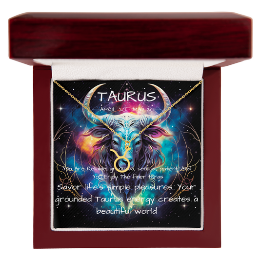 Taurus zodiac pendant necklace luxury box gold
