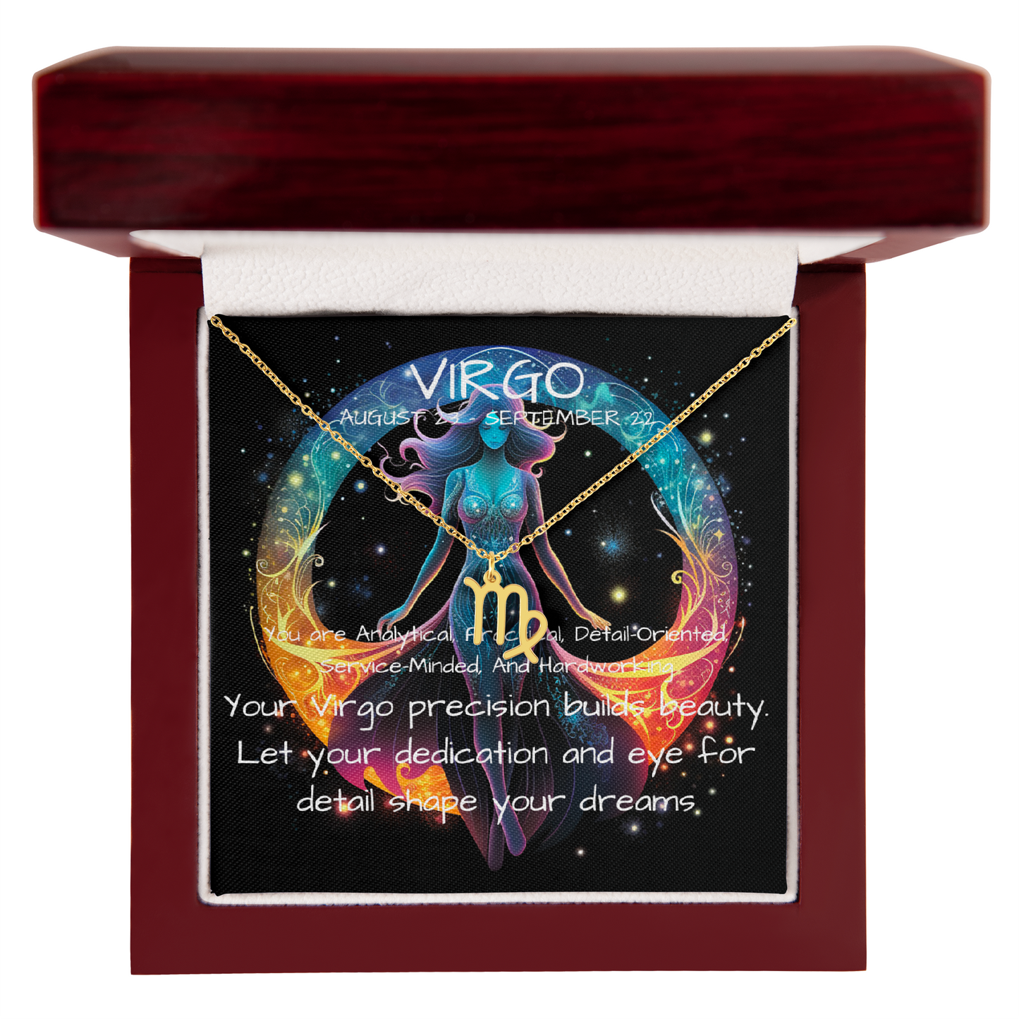 Virgo zodiac pendant necklace luxury box silver